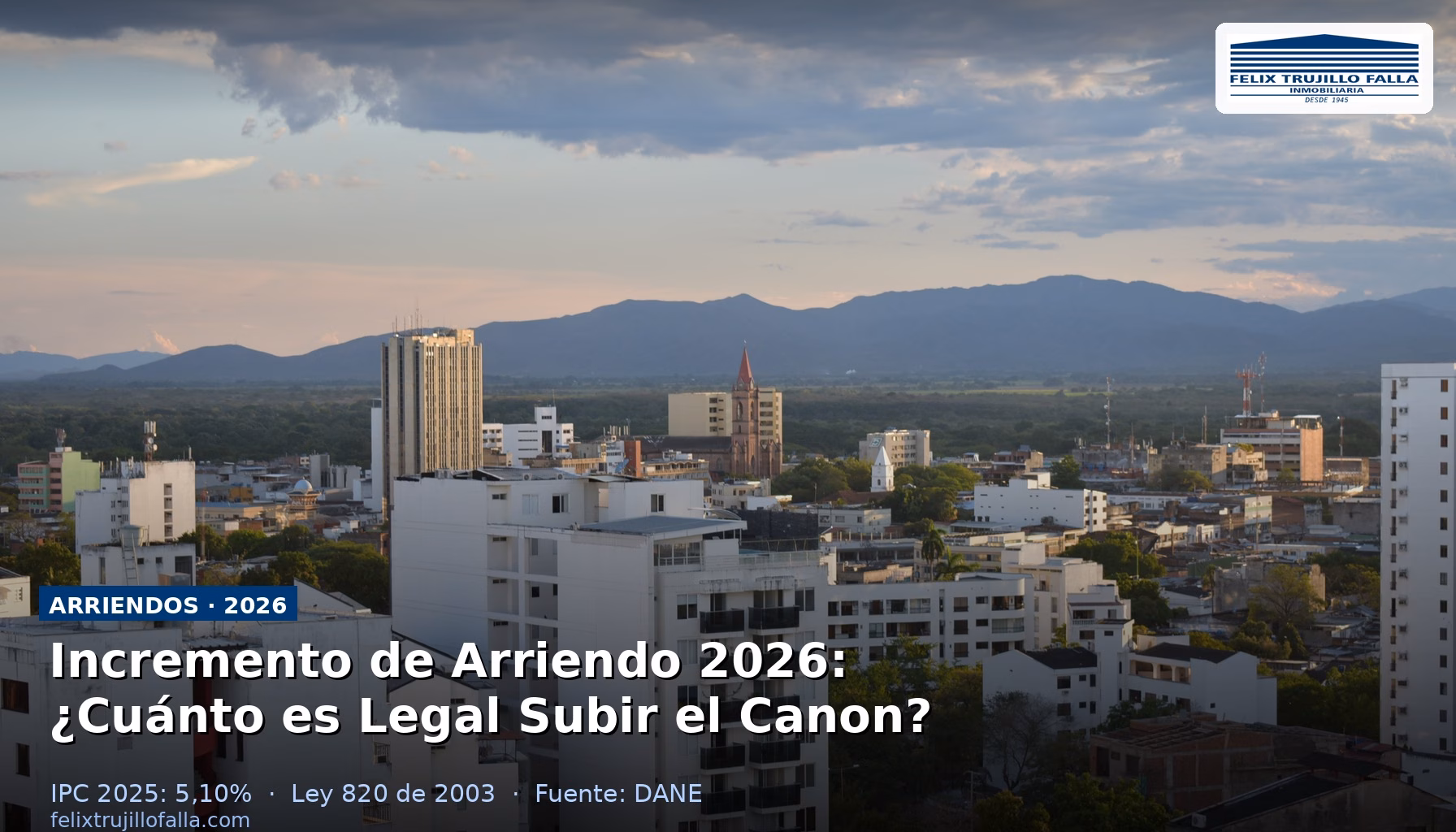 Calculadora y contrato de arrendamiento con porcentaje de incremento 2026 Colombia