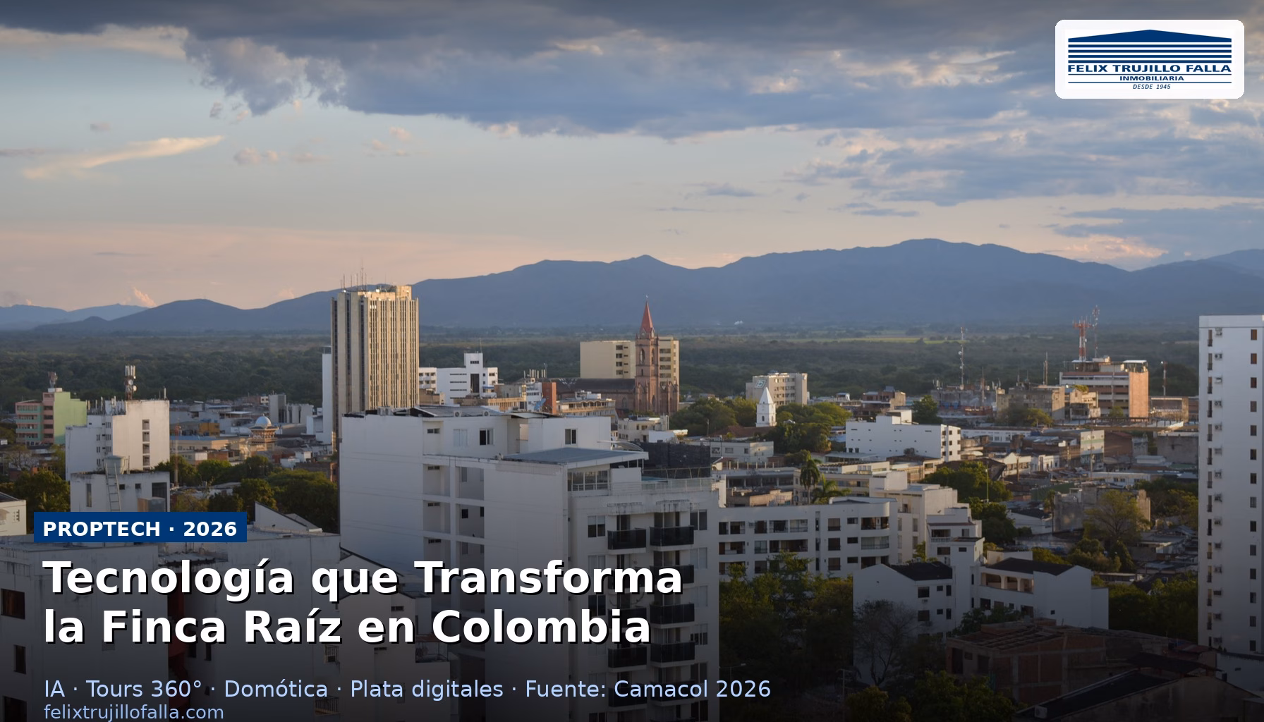 Edificios modernos de apartamentos en Colombia con tecnología PropTech e inteligencia artificial integrada