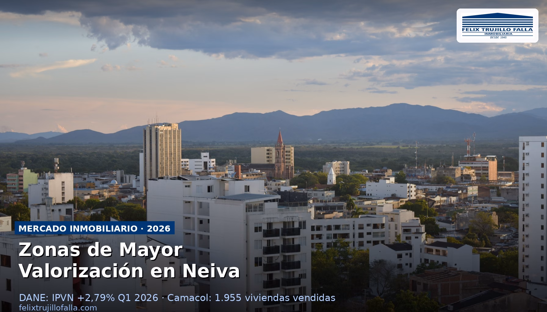 Vista panorámica de zonas residenciales en expansión de Neiva Huila Colombia con edificios nuevos y vías en desarrollo