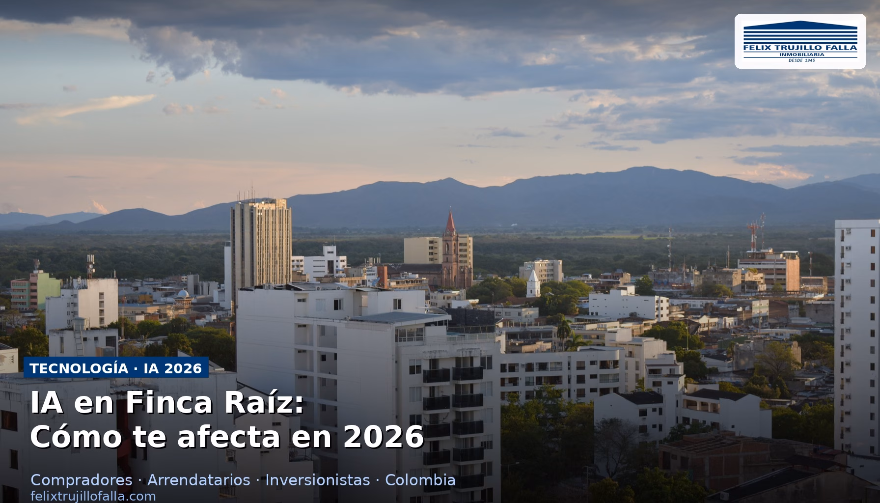 Visualización conceptual de inteligencia artificial aplicada al sector inmobiliario en Colombia con gráficos de datos sobre vivienda