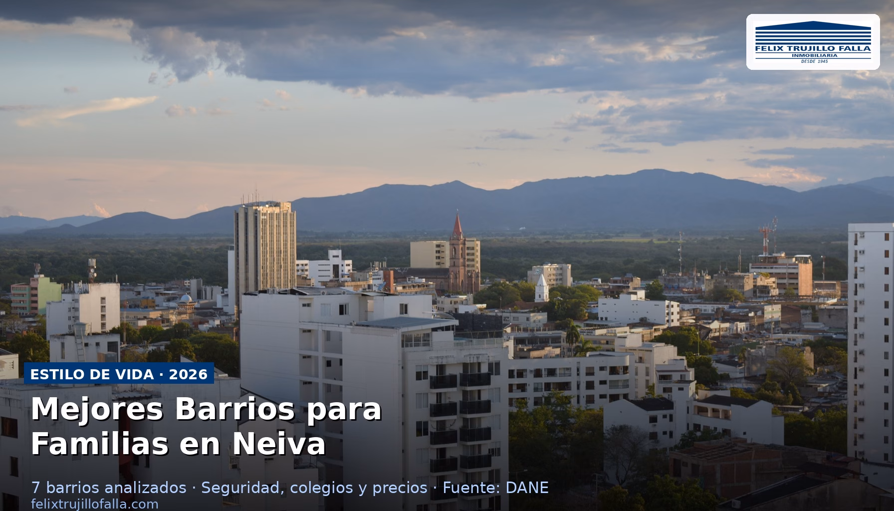 Vista panorámica de barrios residenciales familiares en Neiva Huila Colombia con zonas verdes